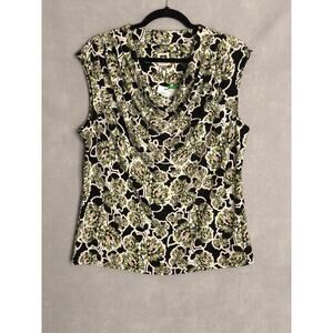 Anne Klein Women's Large Floral-Leafy Printed Cowl Neck Top NEW - L